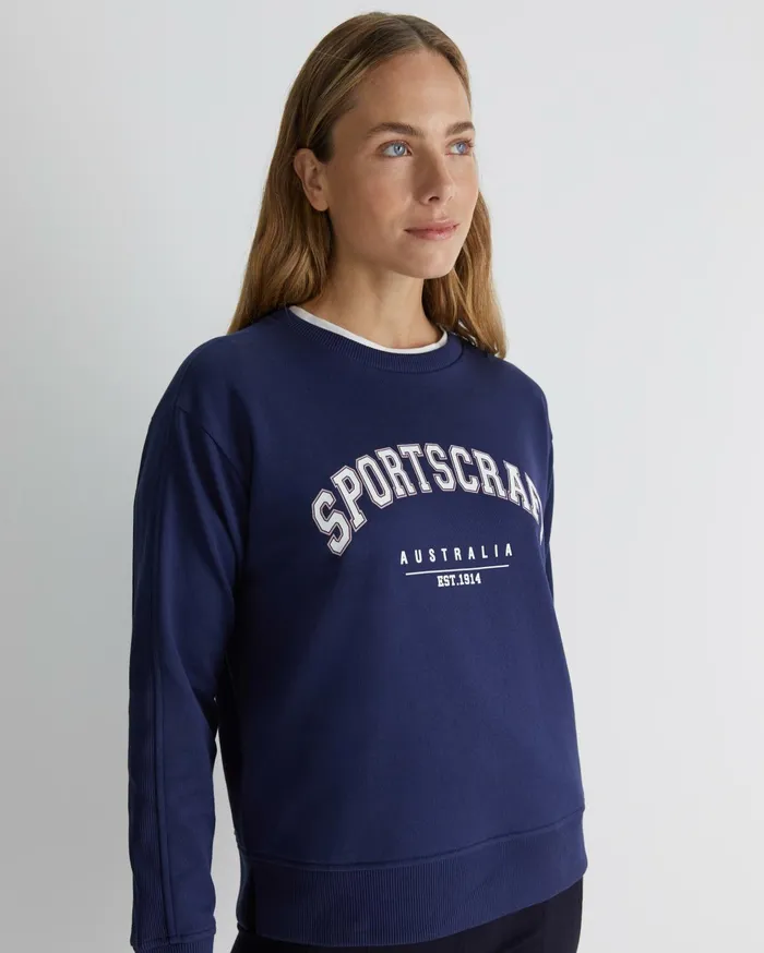 Women Sportscraft Knits and Cardigans SC Crew Logo Sweat Navy