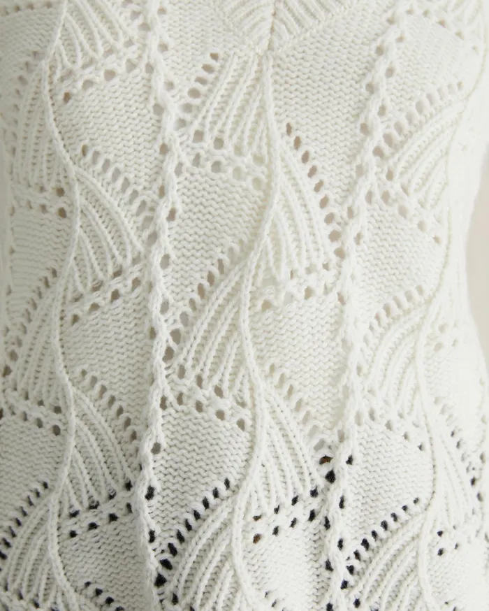 Women Sportscraft Knits and Cardigans Sunshine Open Knit Wool Vest Winter White