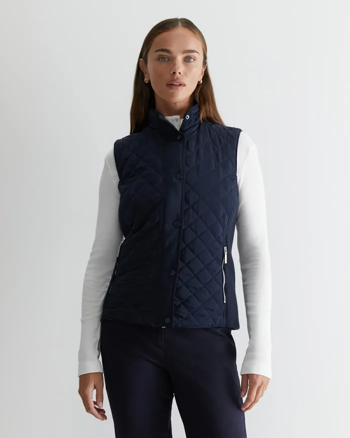 Women Sportscraft Knits and Cardigans Vera Quilted Vest Navy