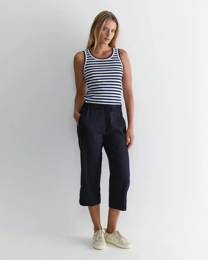 Women Sportscraft Pants Rosa Crop Linen Pant Classic Navy
