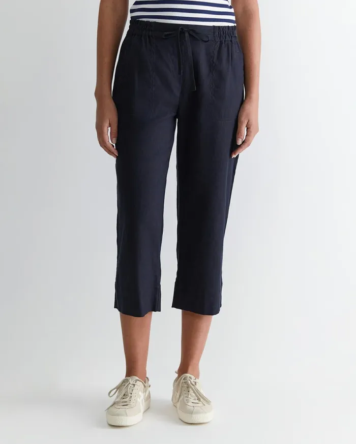 Women Sportscraft Pants Rosa Crop Linen Pant Classic Navy