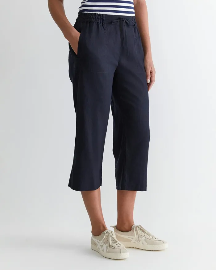 Women Sportscraft Pants Rosa Crop Linen Pant Classic Navy