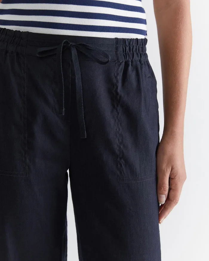 Women Sportscraft Pants Rosa Crop Linen Pant Classic Navy
