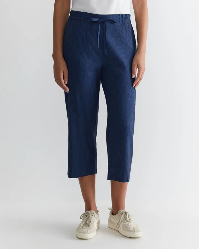 Women Sportscraft Pants Rosa Crop Linen Pant Indigo