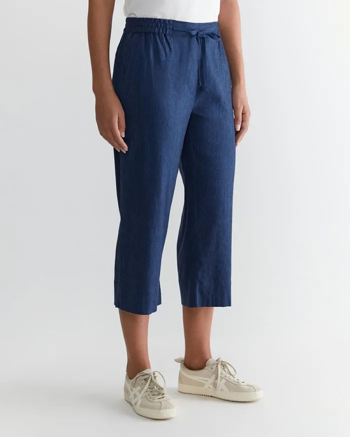 Women Sportscraft Pants Rosa Crop Linen Pant Indigo