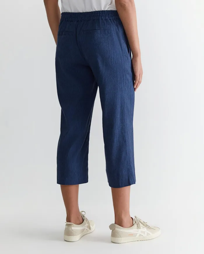 Women Sportscraft Pants Rosa Crop Linen Pant Indigo