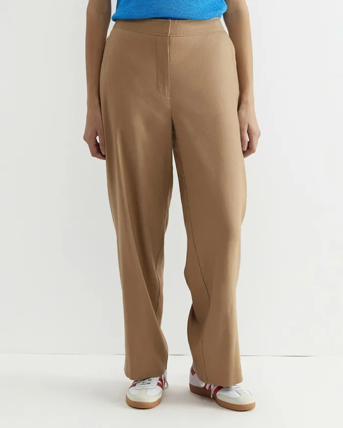 Women Sportscraft Pants Rosa Wide Leg Linen Pant Tan