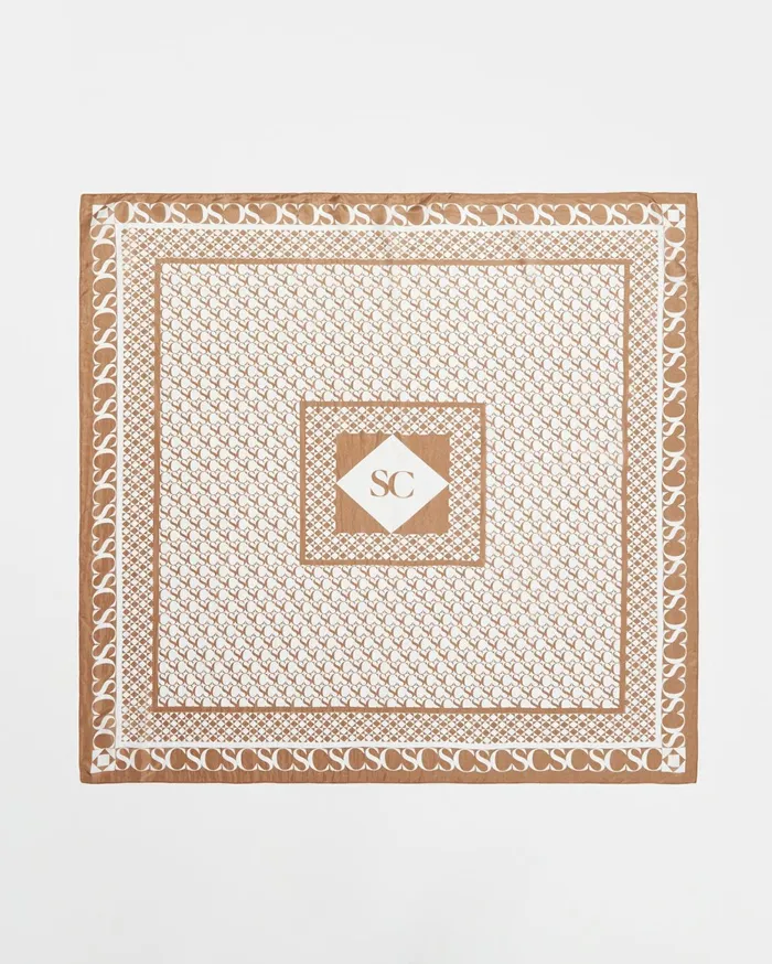 Women Sportscraft Scarves Logo Silk Scarf Tan