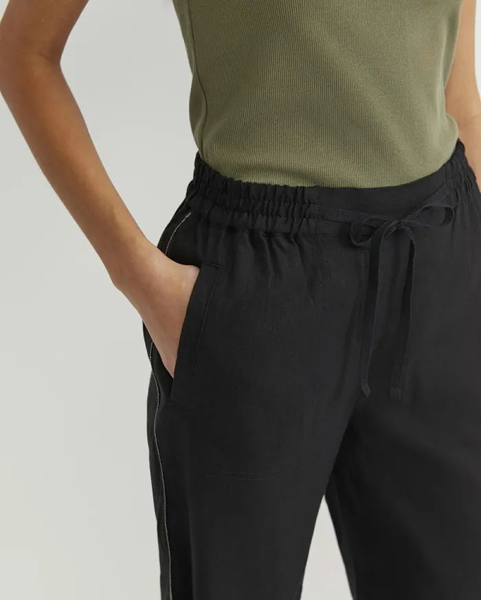 Women Sportscraft Shorts Rosa Bead Trim Linen Short Black