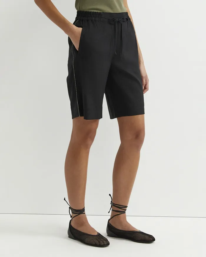 Women Sportscraft Shorts Rosa Bead Trim Linen Short Black