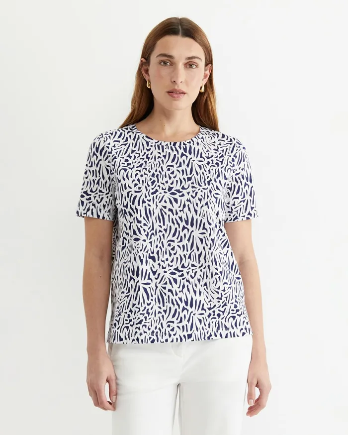 Women Sportscraft Tops and Tees Adriana Mercerised Tee Whitenavy