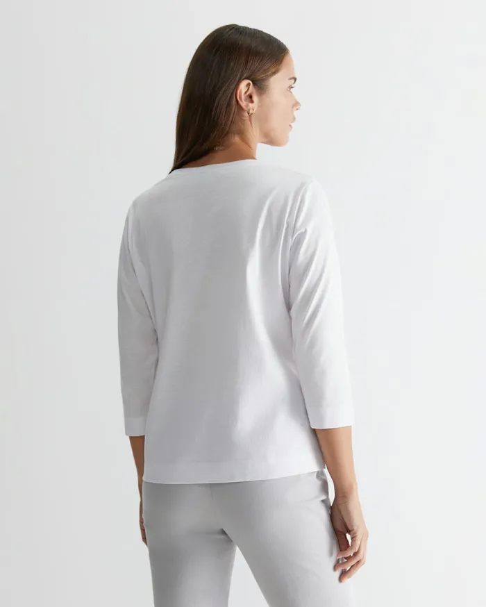 Women Sportscraft Tops and Tees Cotton Crew 3 Quarter Sleeve TShirt White