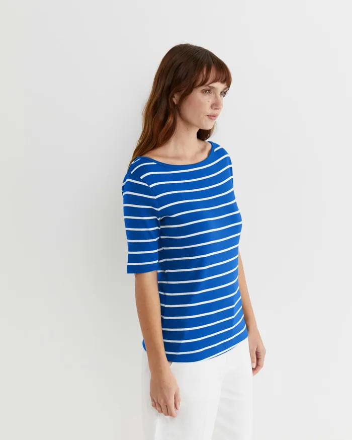 Women Sportscraft Tops and Tees Heidi Boat Neck Half Sleeve Tee Bluewhite