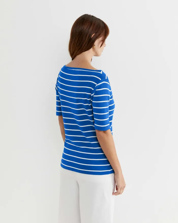 Women Sportscraft Tops and Tees Heidi Boat Neck Half Sleeve Tee Bluewhite