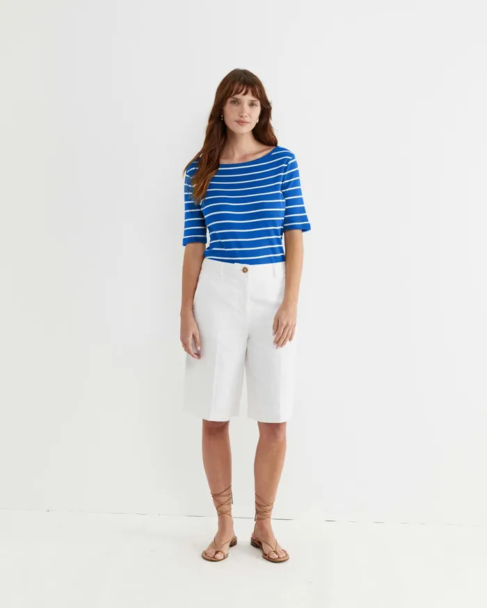 Women Sportscraft Tops and Tees Heidi Boat Neck Half Sleeve Tee Bluewhite