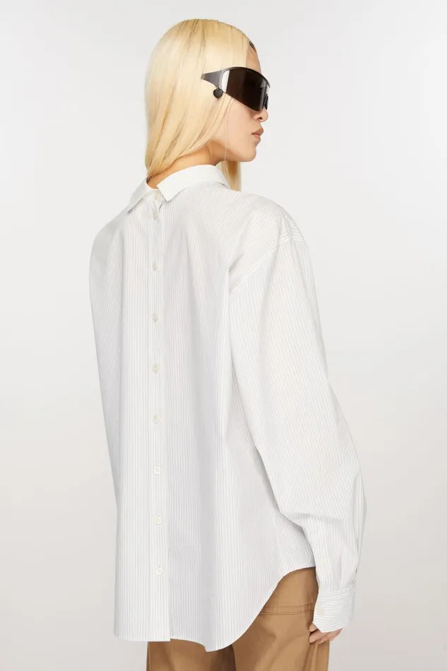 Women Stripe Shirt Olive Greenwhite Acne Studios Shirts and Blouses