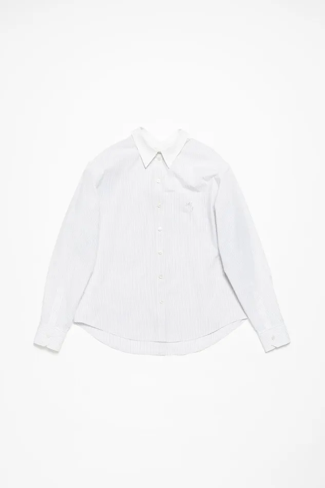 Women Stripe Shirt Olive Greenwhite Acne Studios Shirts and Blouses