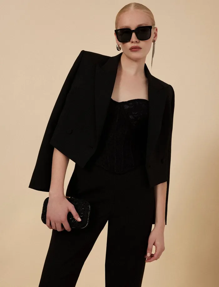 Women Suiting BCBG Cropped Blazer Black