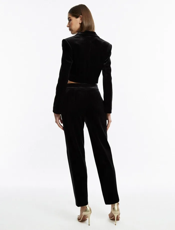 Women Suiting BCBG Maren Velvet Corset Tuxedo Jacket Black