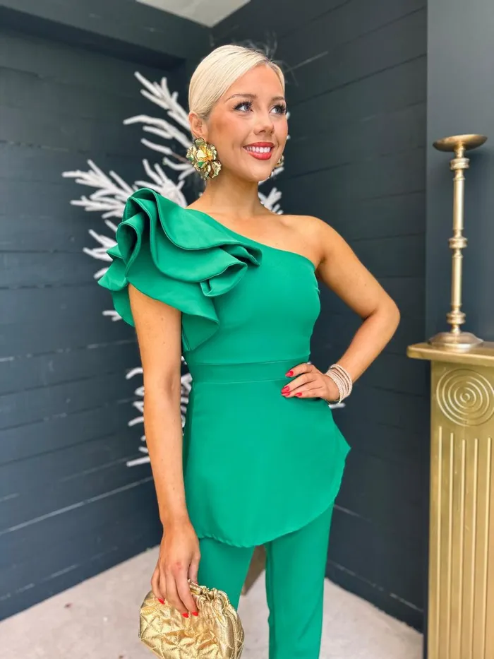 Women Suits and Blazers Canella Lane Addison Occasion 2 Piece Emerald