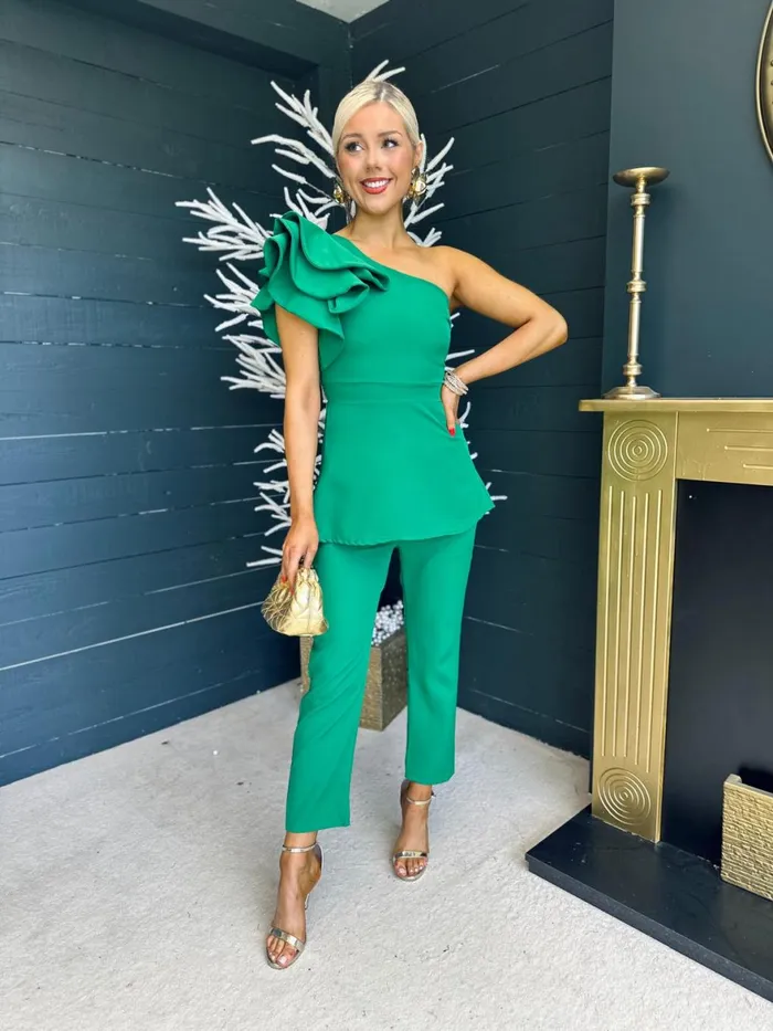 Women Suits and Blazers Canella Lane Addison Occasion 2 Piece Emerald