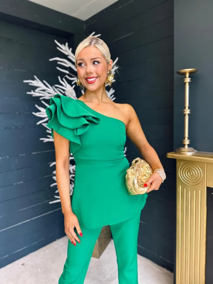 Women Suits and Blazers Canella Lane Addison Occasion 2 Piece Emerald
