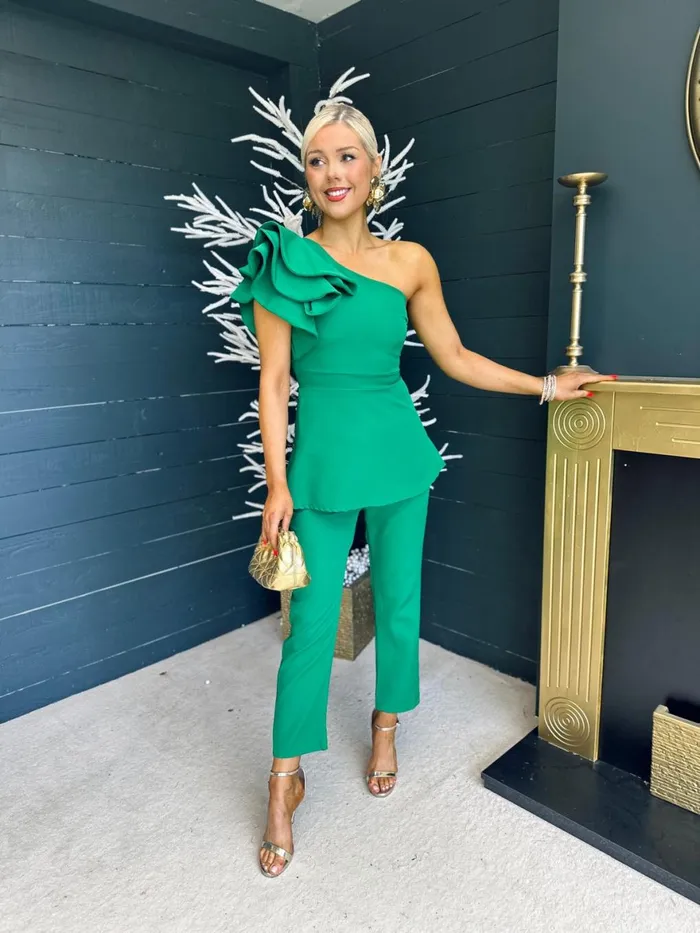 Women Suits and Blazers Canella Lane Addison Occasion 2 Piece Emerald