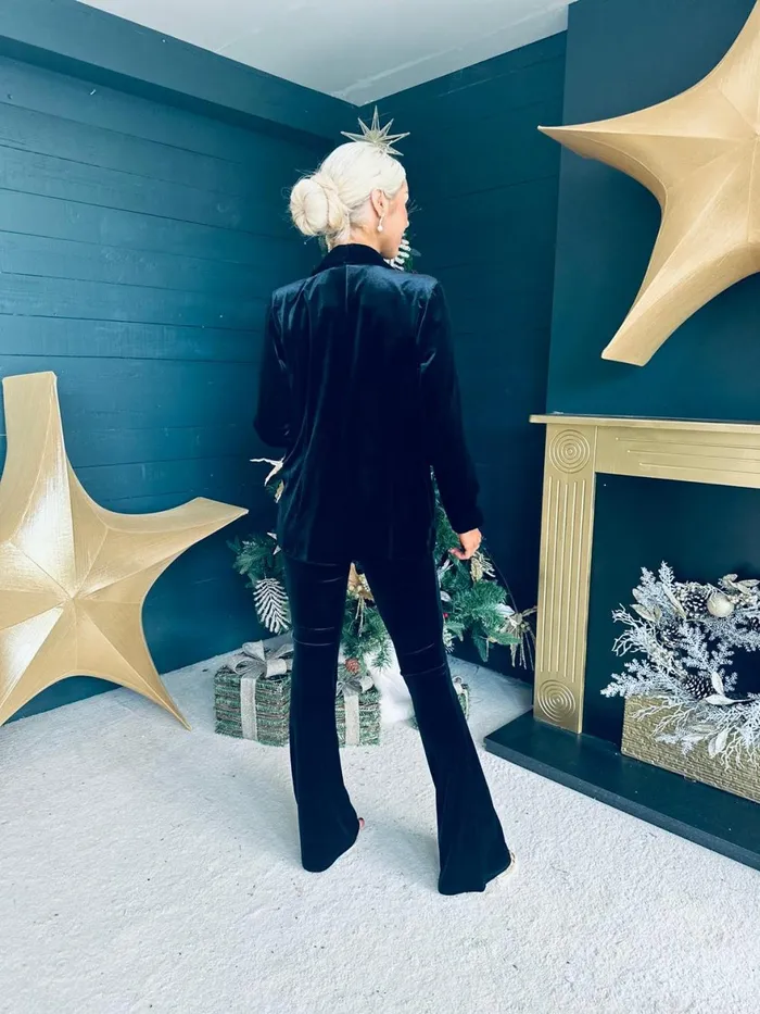 Women Suits and Blazers Canella Lane Dawson Velvet Detailed Suit Black