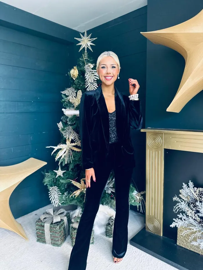 Women Suits and Blazers Canella Lane Dawson Velvet Detailed Suit Black