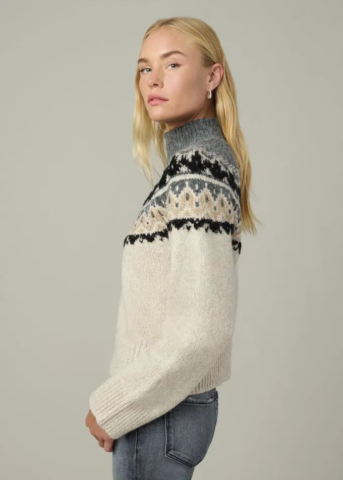 Women Sweaters Joe039s Jeans THE CELESTE FAIR ISLE SWEATER Oatmeal Charcoal Fair Isle