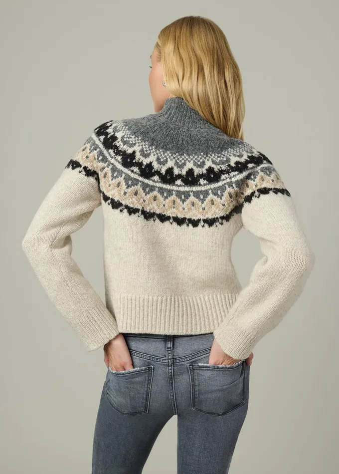 Women Sweaters Joe039s Jeans THE CELESTE FAIR ISLE SWEATER Oatmeal Charcoal Fair Isle