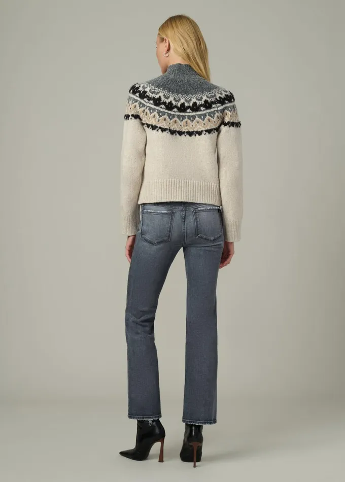 Women Sweaters Joe039s Jeans THE CELESTE FAIR ISLE SWEATER Oatmeal Charcoal Fair Isle