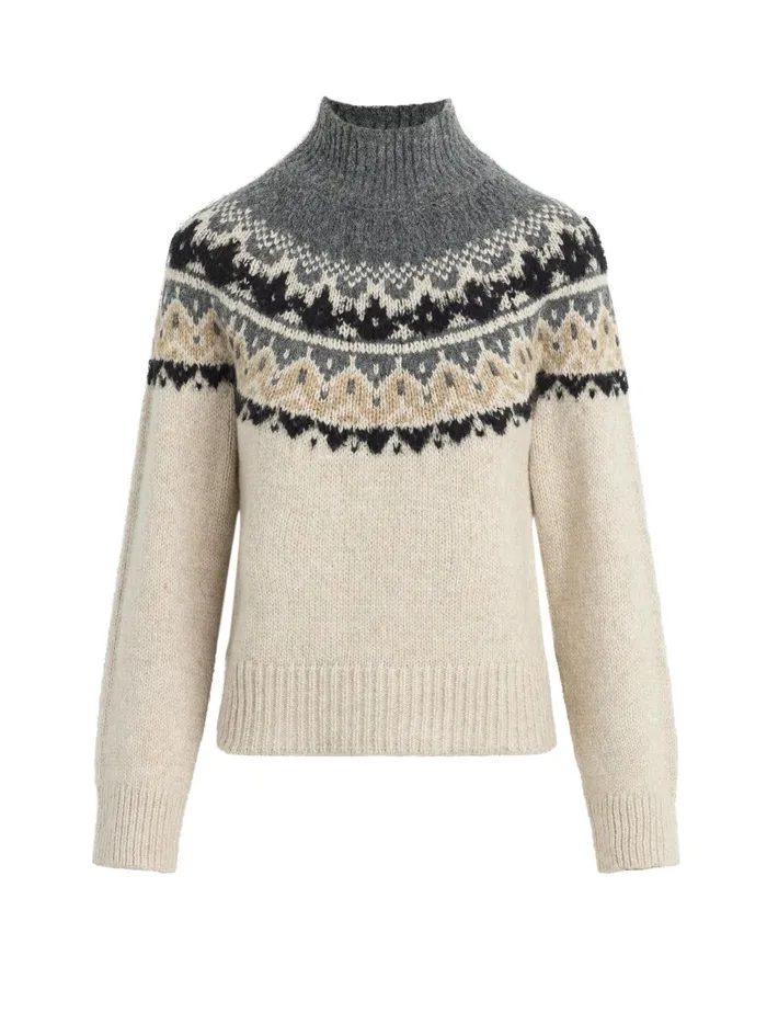 Women Sweaters Joe039s Jeans THE CELESTE FAIR ISLE SWEATER Oatmeal Charcoal Fair Isle