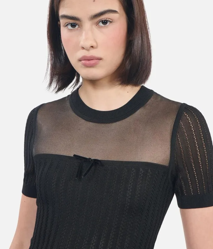 Women Sweaters THE KOOPLES Black Openwork Sweater Women Sweaters THE KOOPLES Black Openwork Sweater