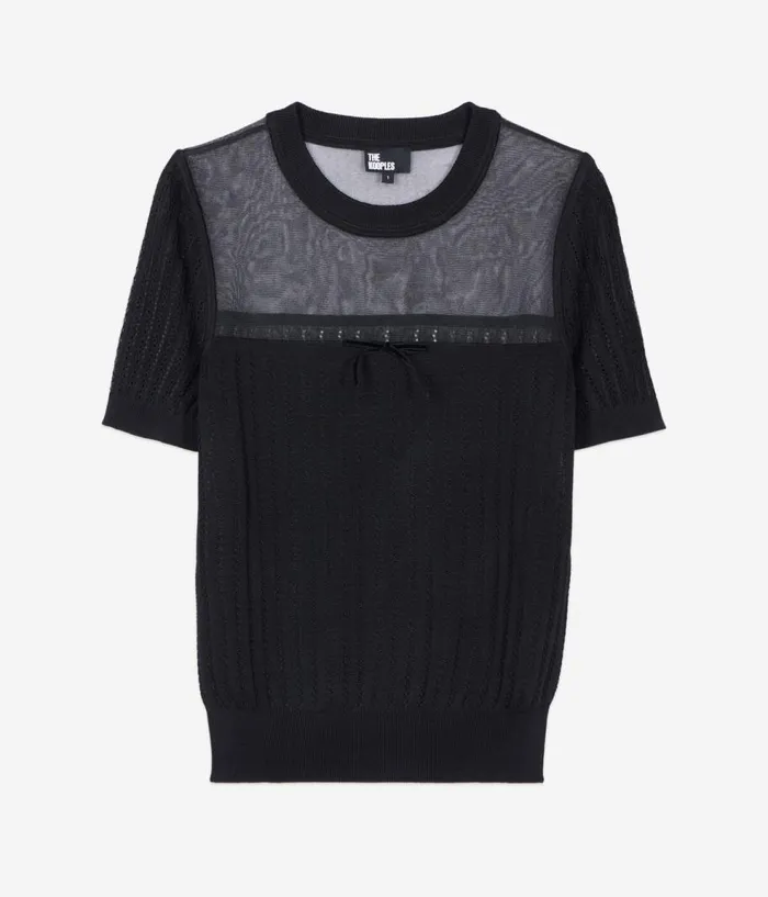 Women Sweaters THE KOOPLES Black Openwork Sweater Women Sweaters THE KOOPLES Black Openwork Sweater