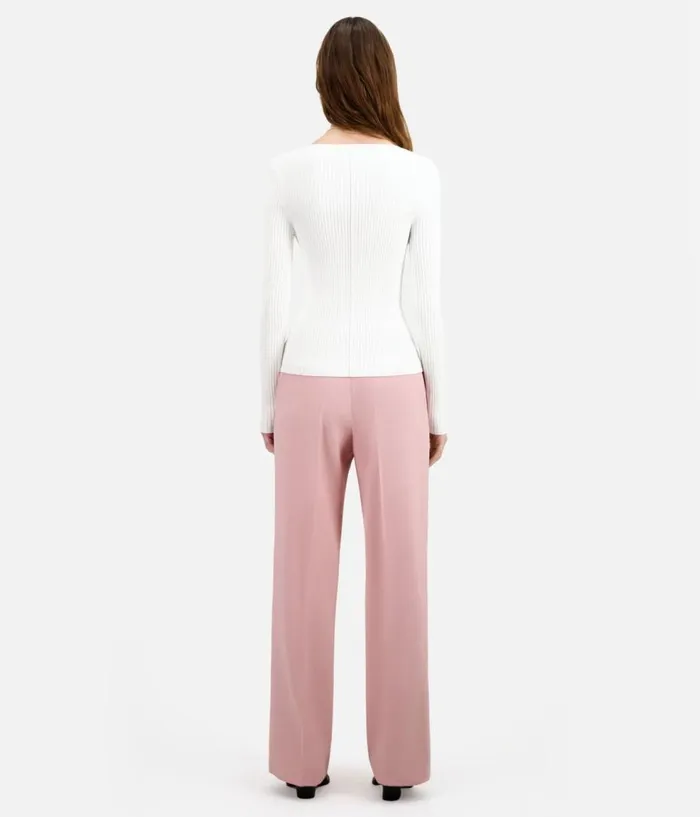 Women Sweaters THE KOOPLES Ecru Ribbed Knit Sweater Women Sweaters THE KOOPLES Ecru Ribbed Knit Sweater