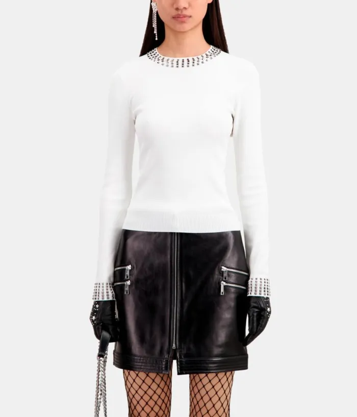 Women Sweaters THE KOOPLES Ecru Sweater With Spikes