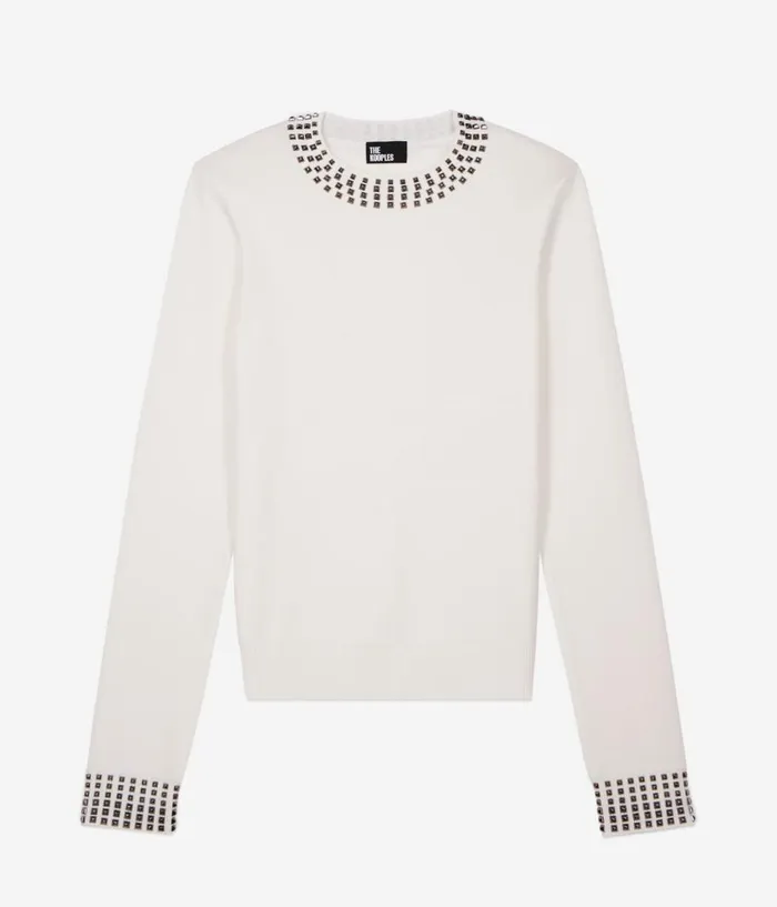 Women Sweaters THE KOOPLES Ecru Sweater With Spikes