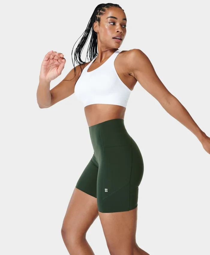 Women Sweaty Betty Power Ultrasculpt High Waist 6 Trek Green Shorts Skirts