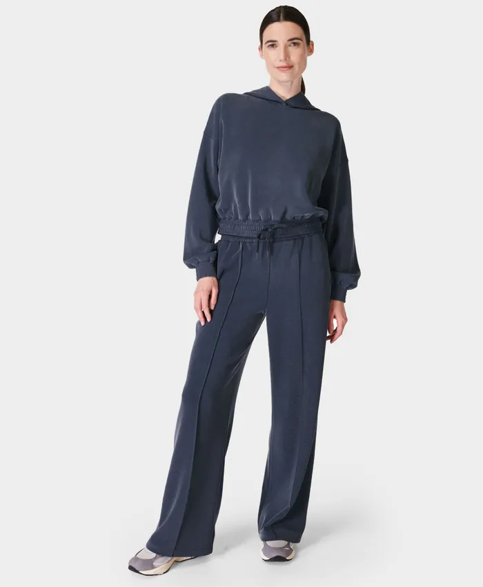 Women Sweaty Betty Sand Wash Cloudweight Track Trousers Navy Blue Trousers