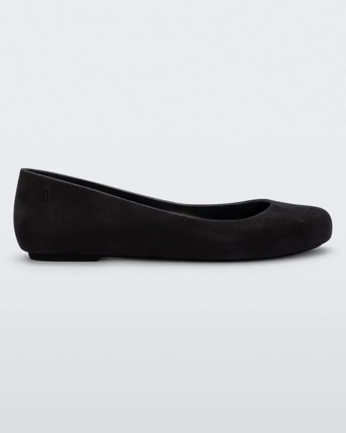 Women Sweet Love Velvet Black Flocked Melissa Flats