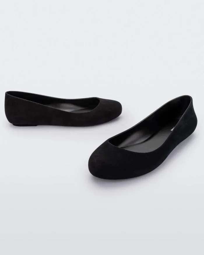 Women Sweet Love Velvet Black Flocked Melissa Flats