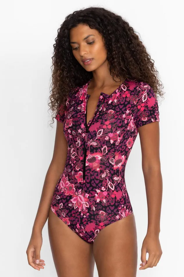 Women Swim and Resort Johnny Was MACHILA SHORT SLEEVE ONE PIECE Machila