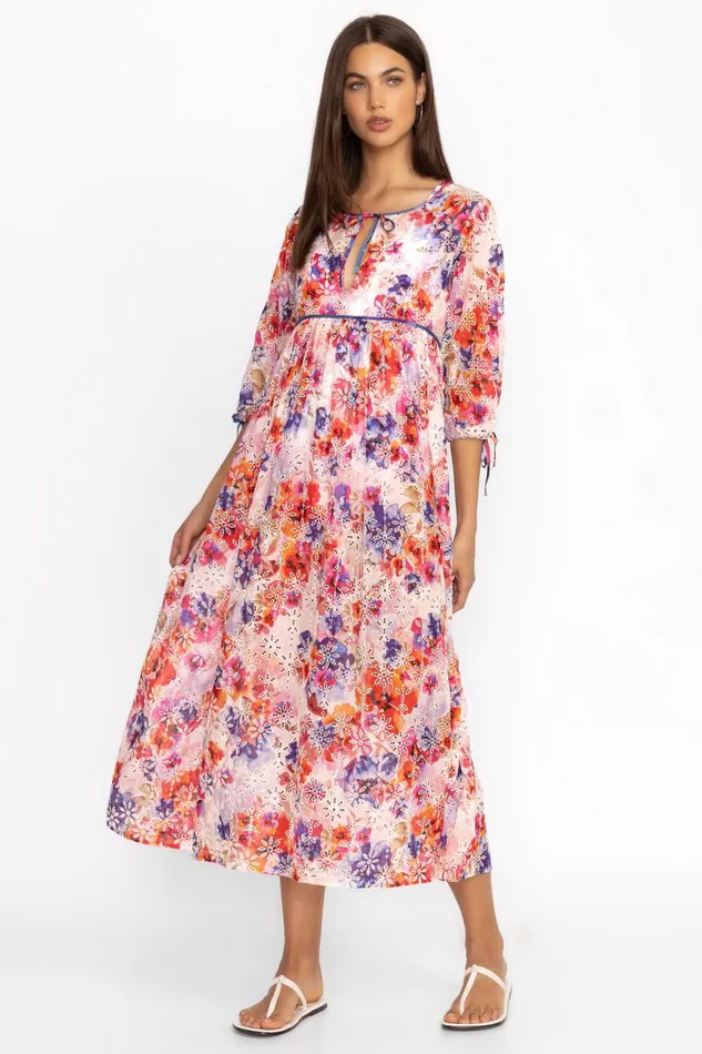 Women Swim and Resort Johnny Was SUMMER DAYS EYELET MIDI DRESS Summer Days