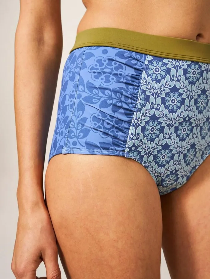 Women SWIMWEAR White Stuff Beth High Waist Bikini Bottom Blue Multi