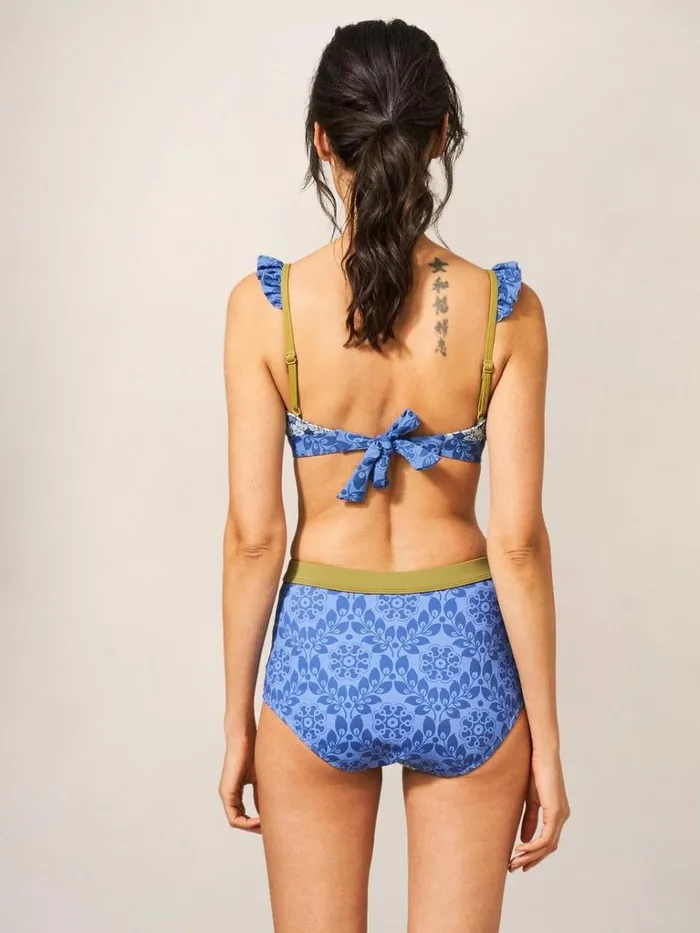 Women SWIMWEAR White Stuff Beth High Waist Bikini Bottom Blue Multi