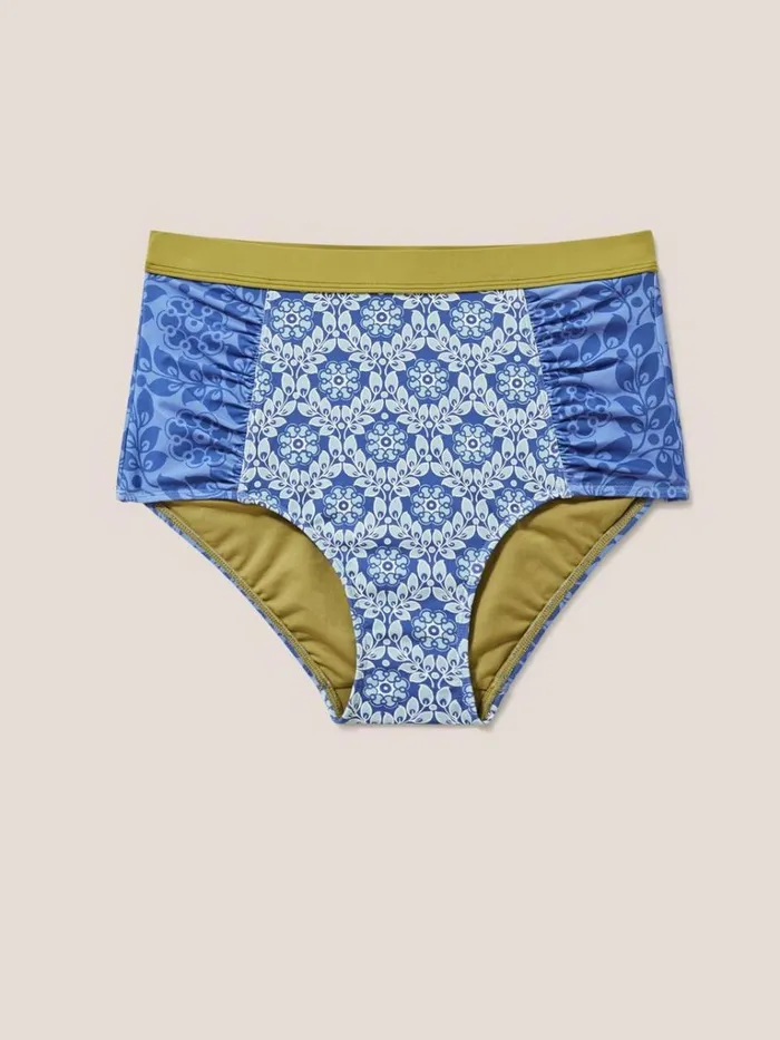 Women SWIMWEAR White Stuff Beth High Waist Bikini Bottom Blue Multi