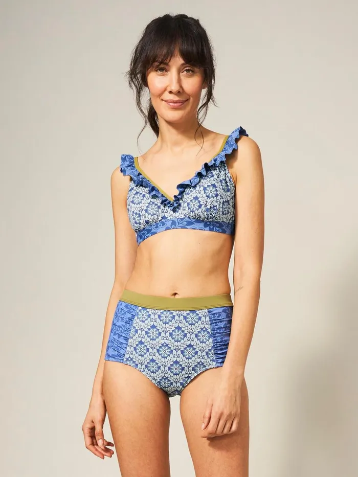 Women SWIMWEAR White Stuff Beth High Waist Bikini Bottom Blue Multi
