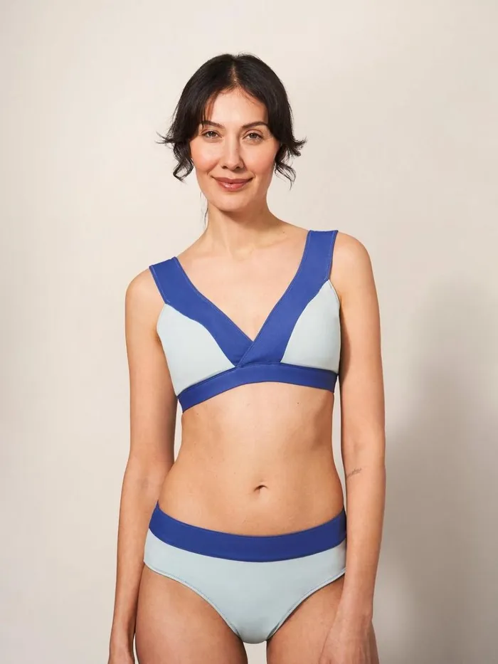 Women SWIMWEAR White Stuff Sofia Reversible Bikini Top Blue Multi