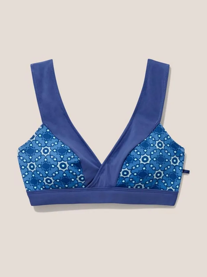 Women SWIMWEAR White Stuff Sofia Reversible Bikini Top Blue Multi